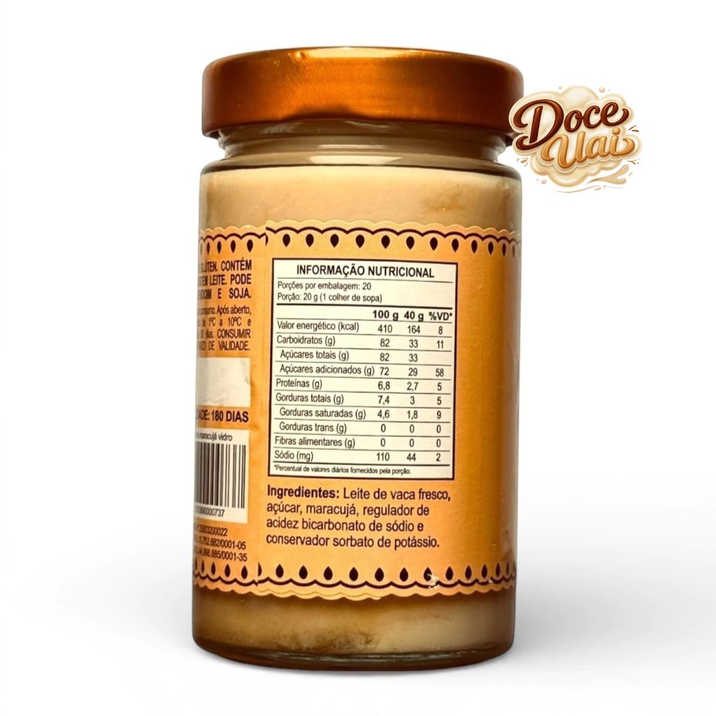 Vidro doce de leite com maracujá - Dona Lázara