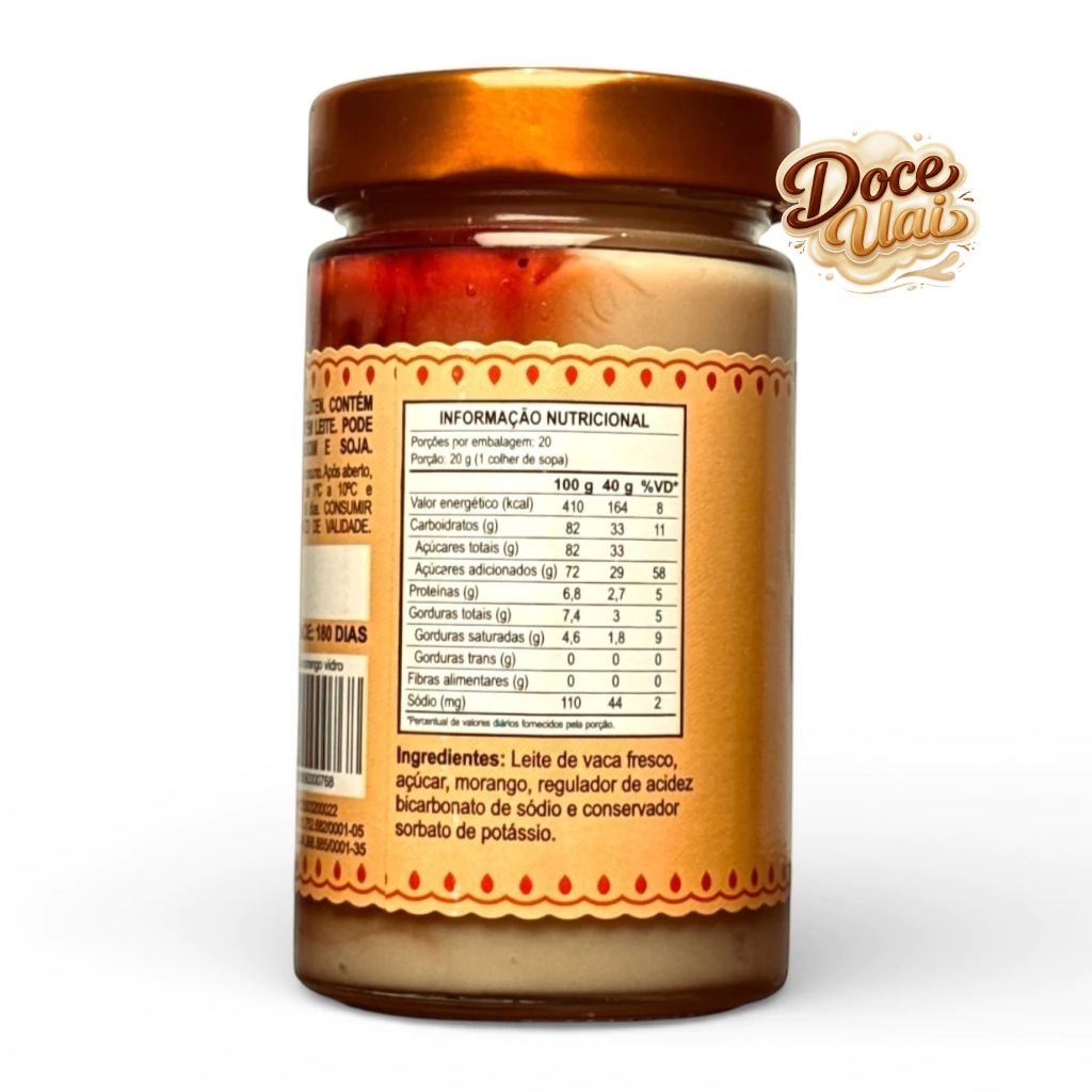 Vidro doce de leite com morango - Dona Lázara